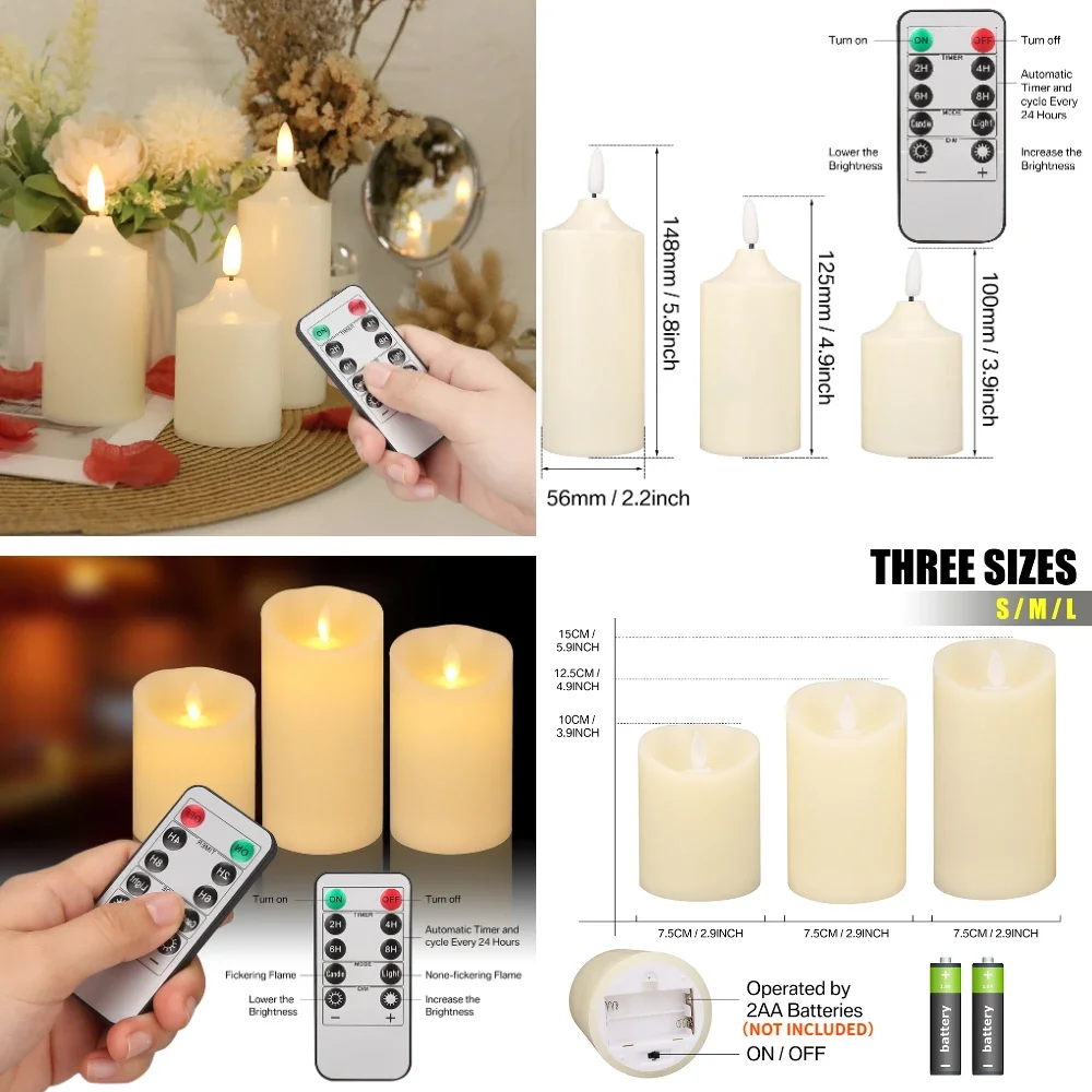 Flameless Candles Timer Electric Candles Flickering LED Tea Lights with or without Remote for Halloween Christmas Wedding Decor