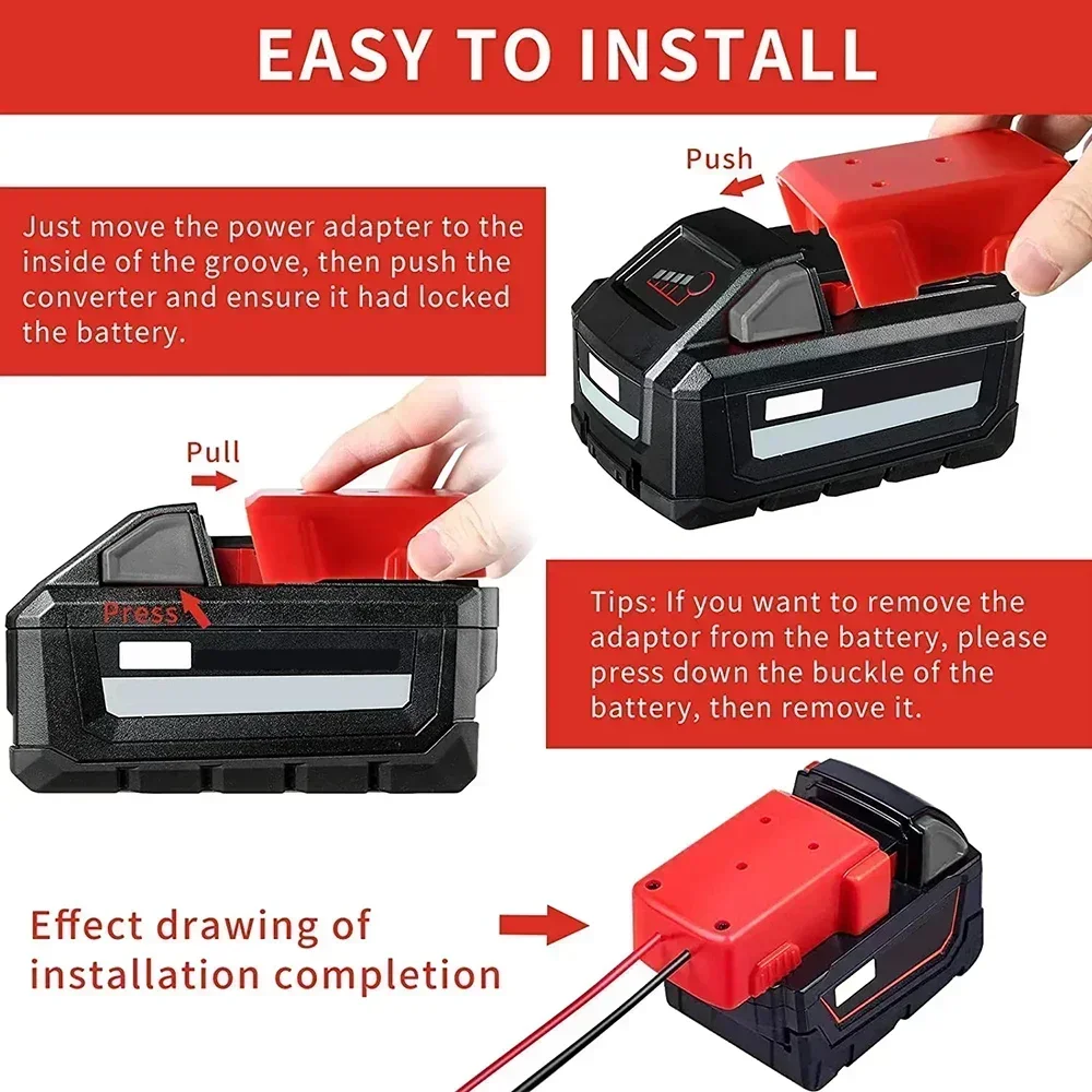 Lithium Battery Adapter Connector for Milwaukee for M18 18V Li-ion Battery DIY Power Supply Wheel Adapter Dock Holder 48-11-1815