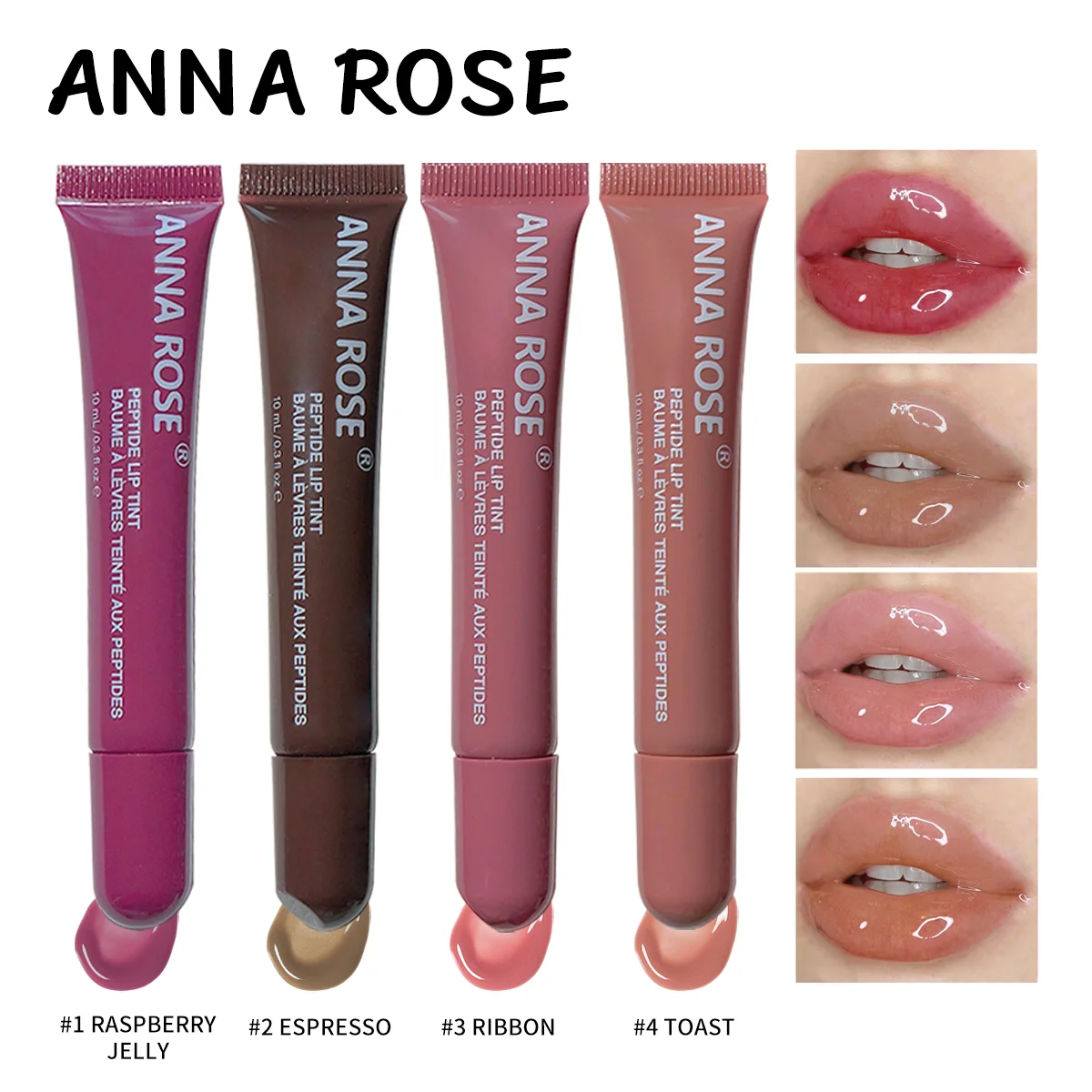 Rossetto a tubo a 4 colori Lucidalabbra idratante Balsamo per labbra colorato Rossetto Smalto orale Colore labbra per trucco di bellezza Olio per labbra