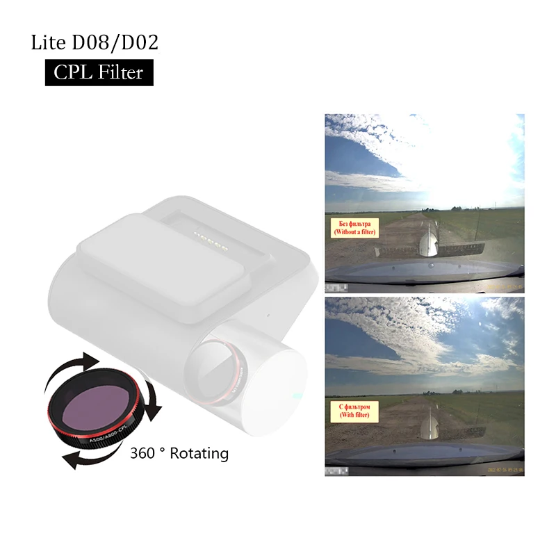 Ban Đầu 70mai Dash Cam Ốp Cho 70mai Dash Cam Pro D02 Lite D08 70mai Pro D02 Lite D08 Kính Lọc CPL