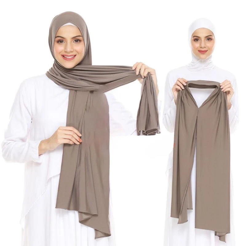 Camisa premium instantânea hijab bom ponto elástico camisa cachecol malásia envolve simples muçulmano turbante bandana xales fornecedor
