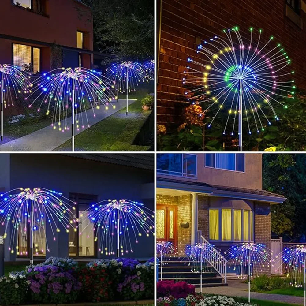 โคมไฟพลังงานแสงอาทิตย์ดอกไม้ไฟ 150 LED แฟลช Fairy String Light 8 โหมดกันน้ําสวนตกแต่งภูมิทัศน์สําหรับแสงวันหยุดกลางแจ้ง