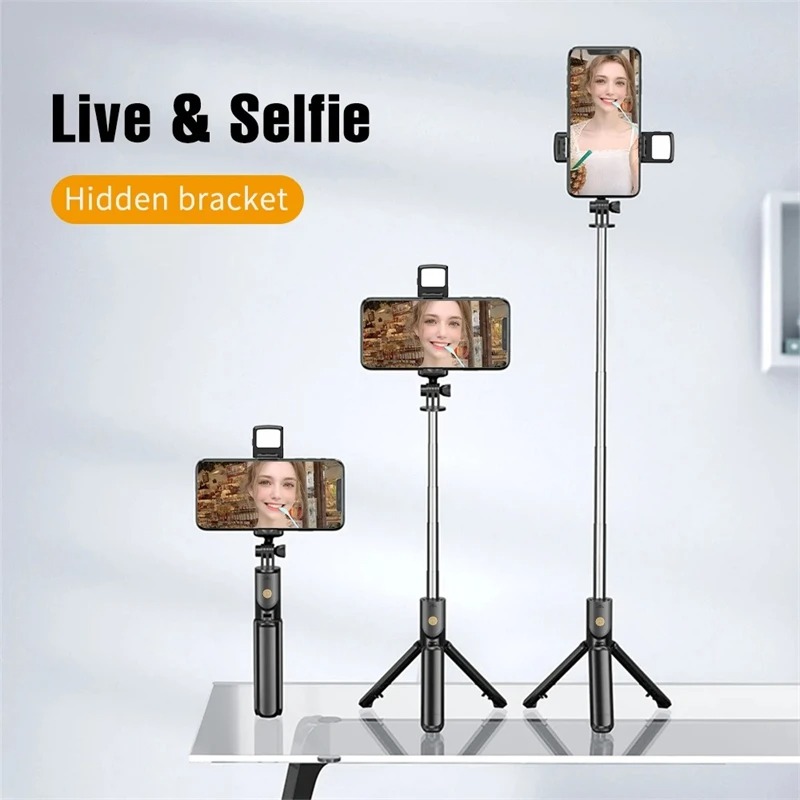 3 in 1 Expandable Selfie Stick Tripod - Lightweight Stand with Detachable Bluetooth Remote for Most Smartphones