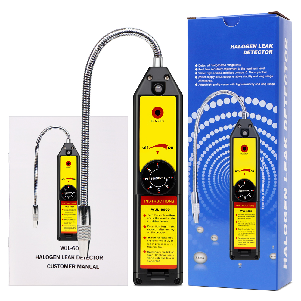 WJL-6000 Intelligent Halogen Leak Detector Gas Detector Freon Gas Analyzer R22a CFC HFC Halogen Gas Refrigerant Leak Detector