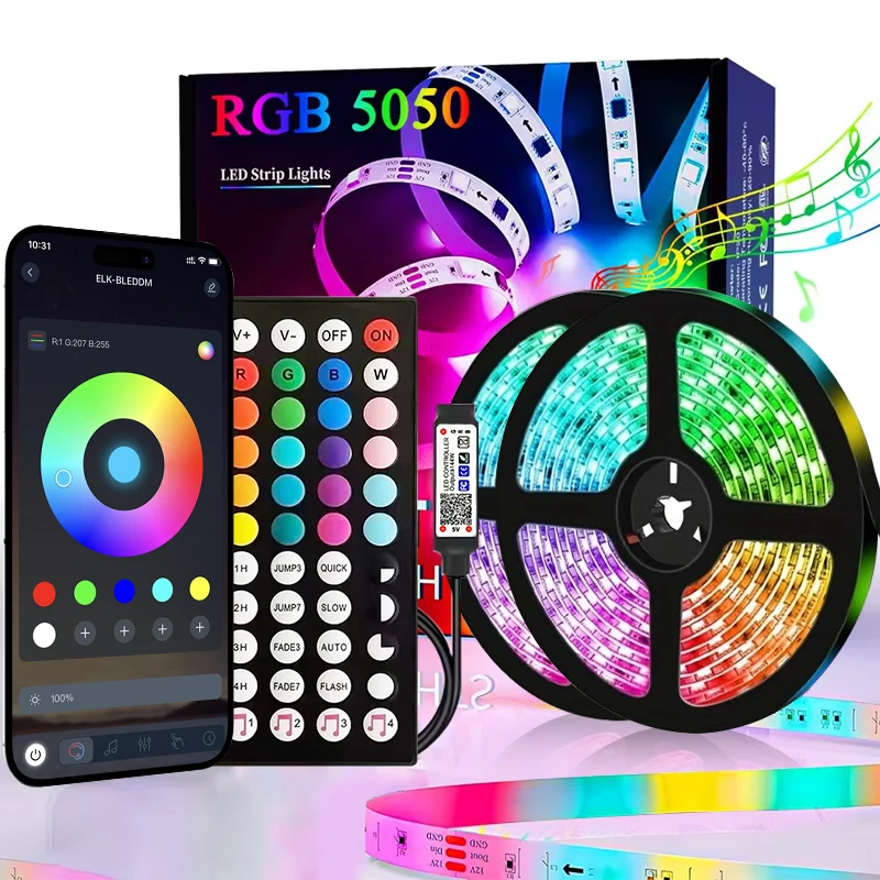 USB 5V Led Strip Light 5050 RGB Led Tape Bluetooth Wifi App Remote Control LED Room Light TV Backlight Strip Light Self-adhesive