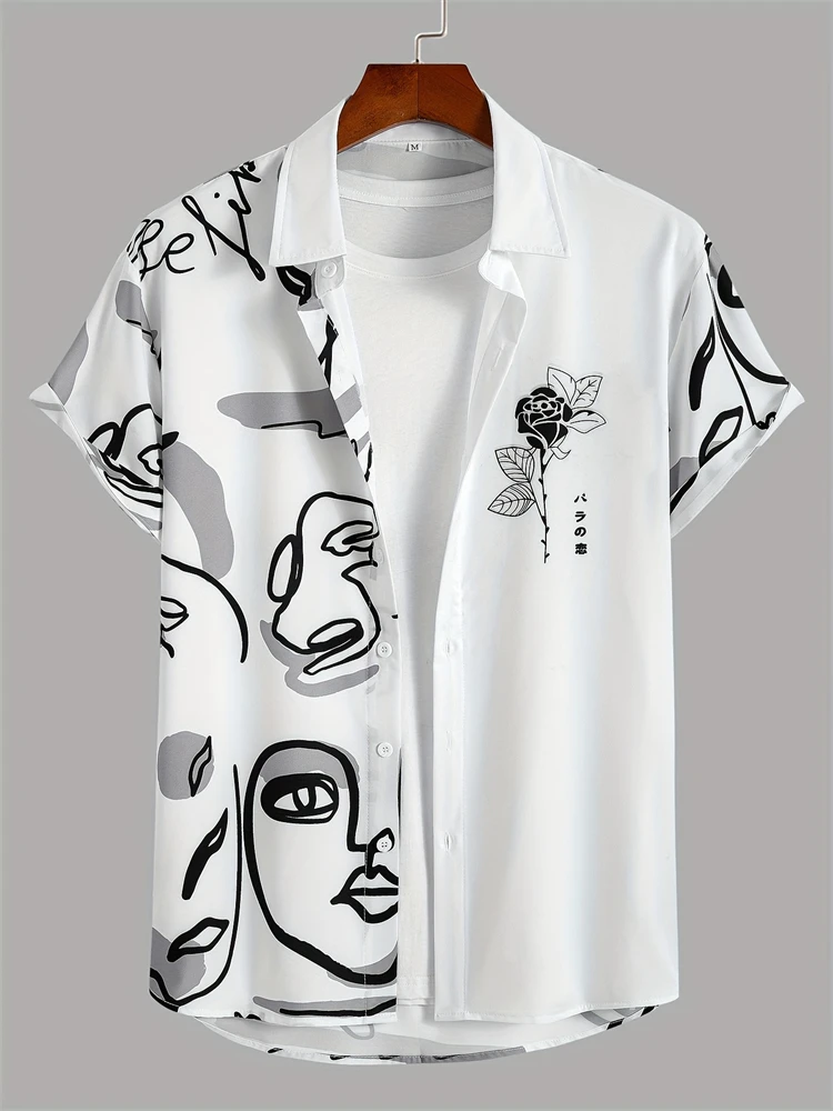 Camicie da uomo casual quotidiane estive Camicie a maniche corte da uomo alla moda da strada all'aperto Camicie a maniche corte da uomo comode e larghe