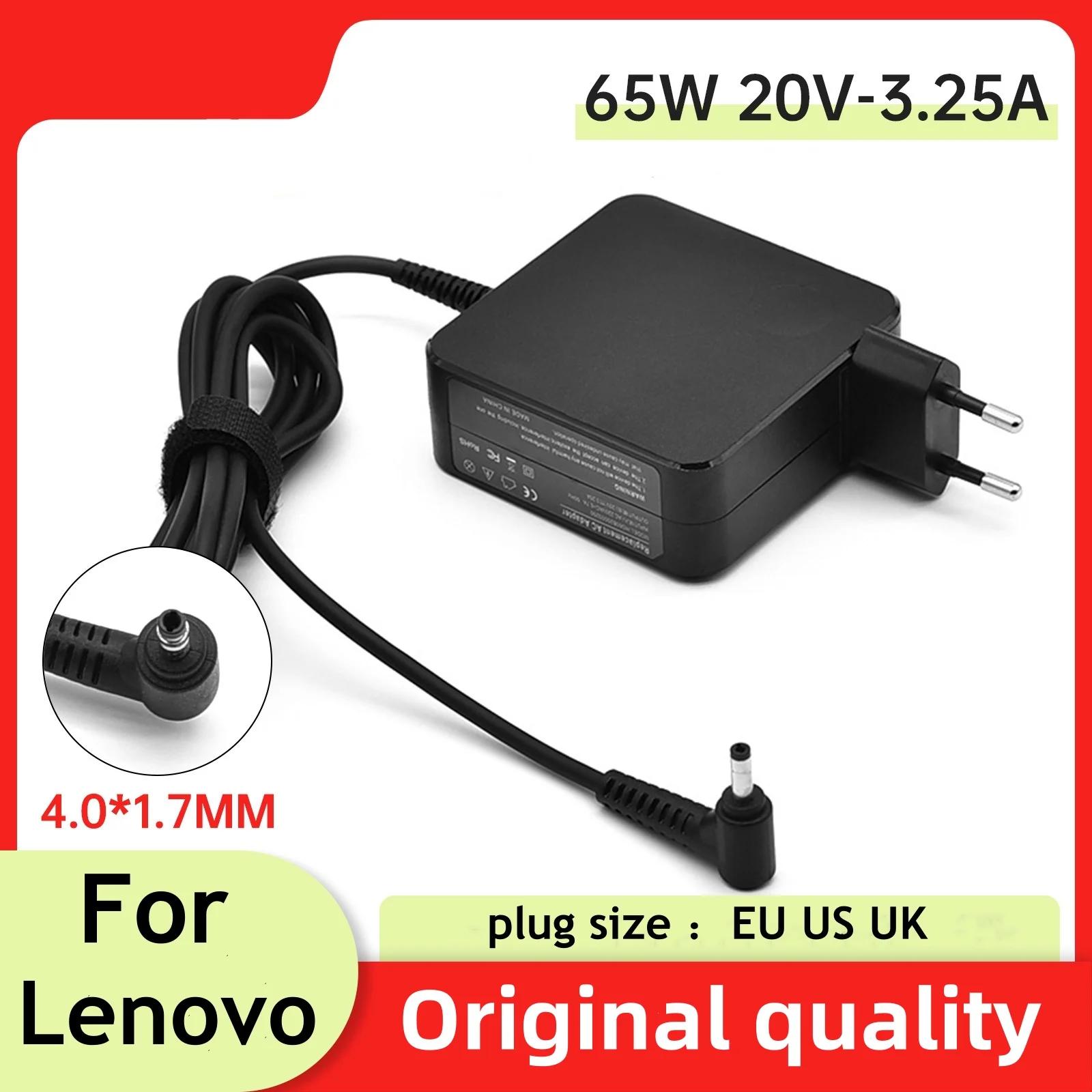 Adaptateur secteur chargeur pour ordinateur portable pour Lenovo, 20V, 3.25A, 65W, 4.0*1.7mm, urgence aPad 330s 320 100-15 B50-10 YOGA 710 510-14ISK Redmibook 14 13