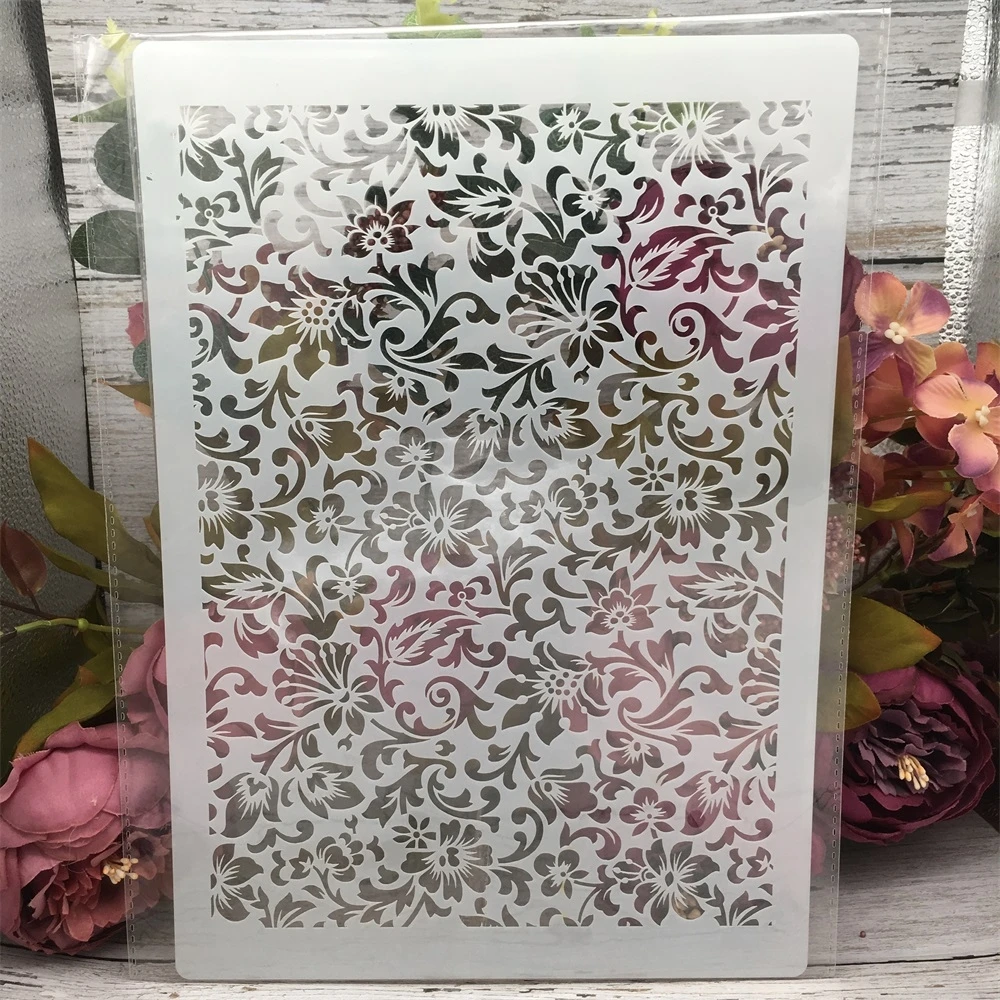 Plantillas decorativas A4 de 29cm con textura de hojas, bricolaje, pintura de pared, libro de recortes colorear, álbum en relieve