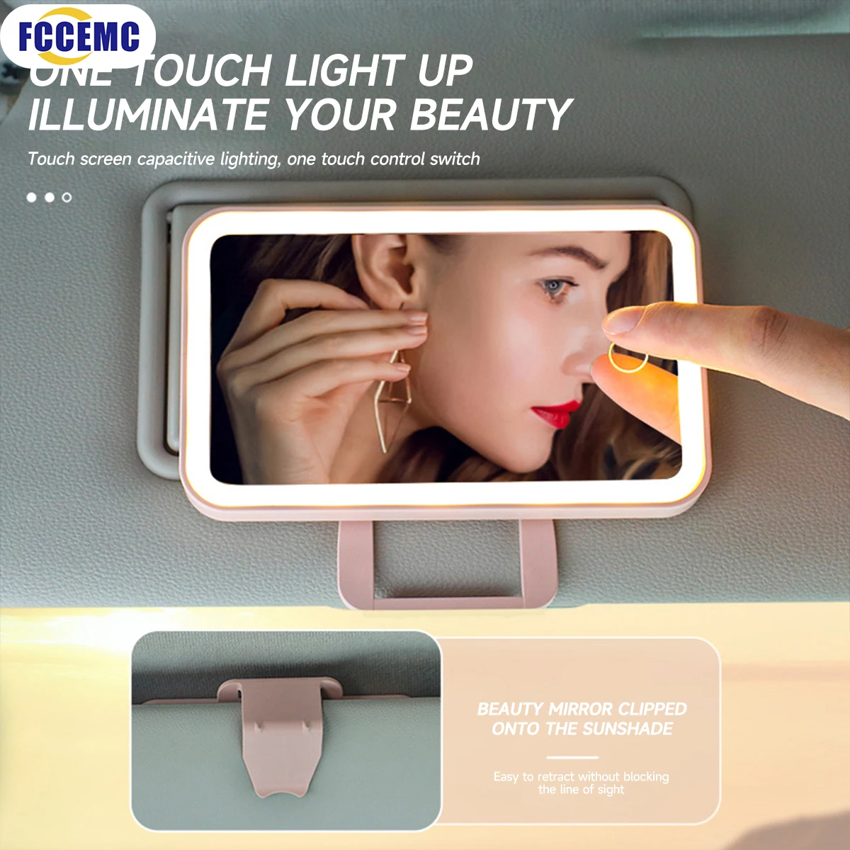 Mini espejos de maquillaje para Interior de coche, placa de visera, espejo LED para niñas y mujeres, luz de relleno recargable, espejo de tocador Universal