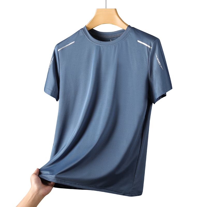 CHRLCK Herren-Lauf-T-Shirts, schnell trocknend, atmungsaktiv, zum Wandern, Angeln, weiche Elastizität, Outdoor-Sport, kurzes Hemd, Sommer