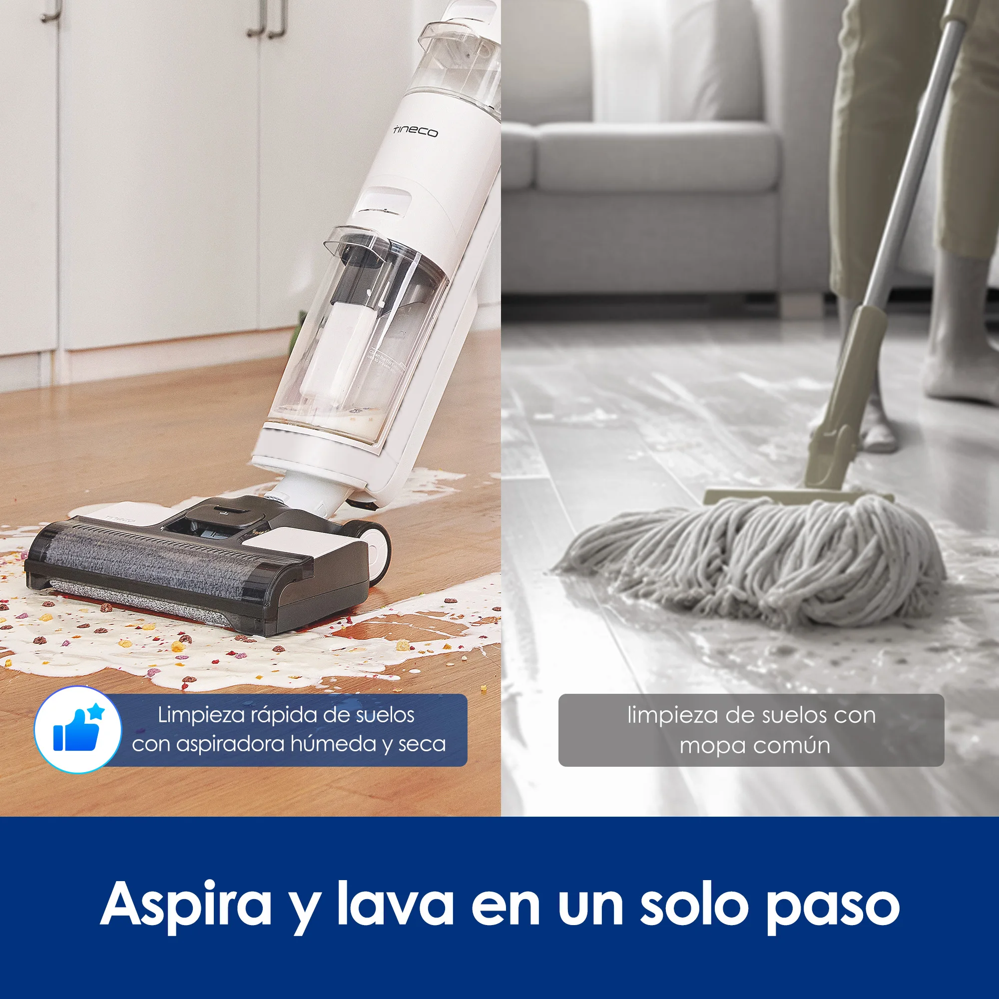 Tineco Aspiradora en seco y húmedo iFloor 3 Breeze Plus Limpiadora y fregona de Pisos inalámbrica Liviana, Limpia Tus Pisos Duros en un Solo Paso