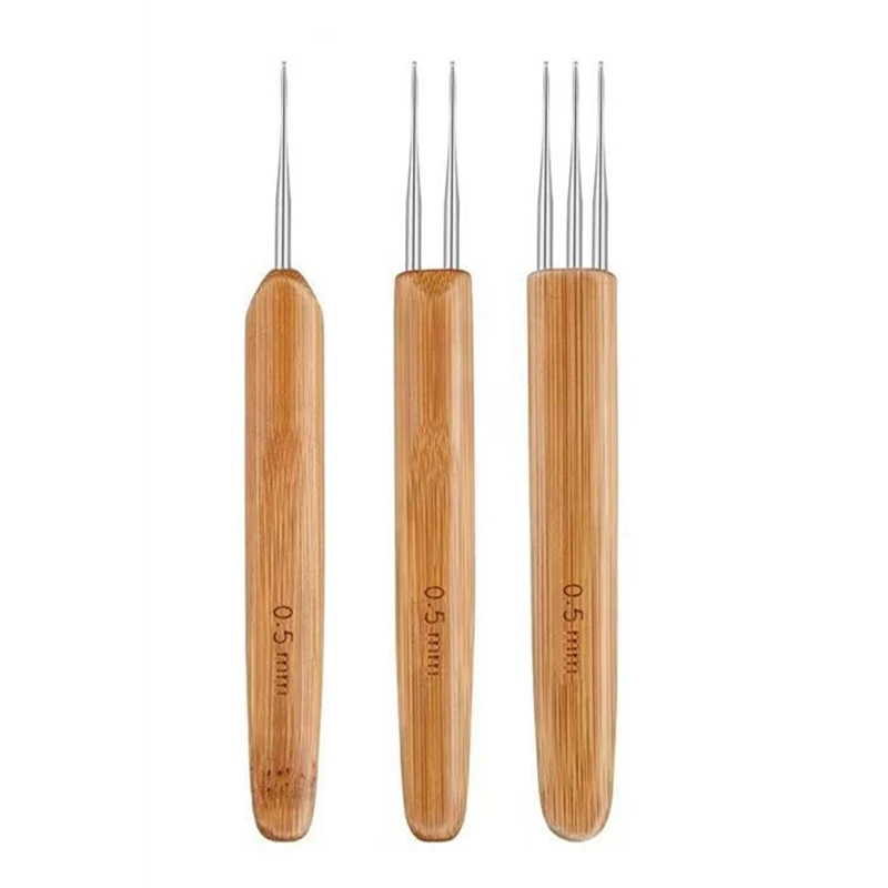 1Pc 0.5mm/0.75mm Dreadlock Uncinetto Legno Uncinetto Aghi Capelli Dreadlocks Strumento per Treccia Mestiere