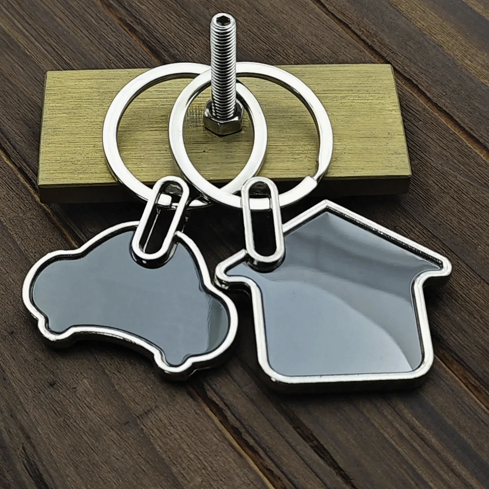 Benutzerdefinierte Gravur Logo Name Metall Schlüsselanhänger personalisierte Schlüsselanhänger Schlüsselanhänger Kette Platte Lasermarkierung schwarzer Spiegel Werbegeschenk