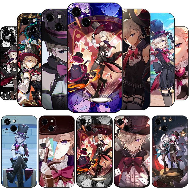 Lyney Sainte genすねインパクトマジシャン電話ケース、文字、iphone 14、13、12、11 pro max、mini、xs、x、xr、se3、2、7、8 plus、4.0