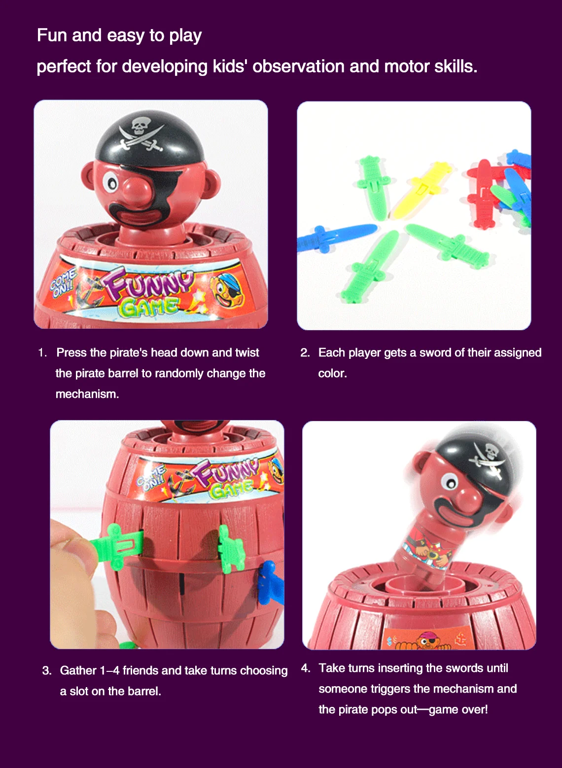 ตลก Pirate Barrel ของเล่น Lucky เกมกระโดด Pirate Barrel ดาบ Popping Prank ของเล่น Interactive ครอบครัวสนุกเกมสําหรับเด็กเกม