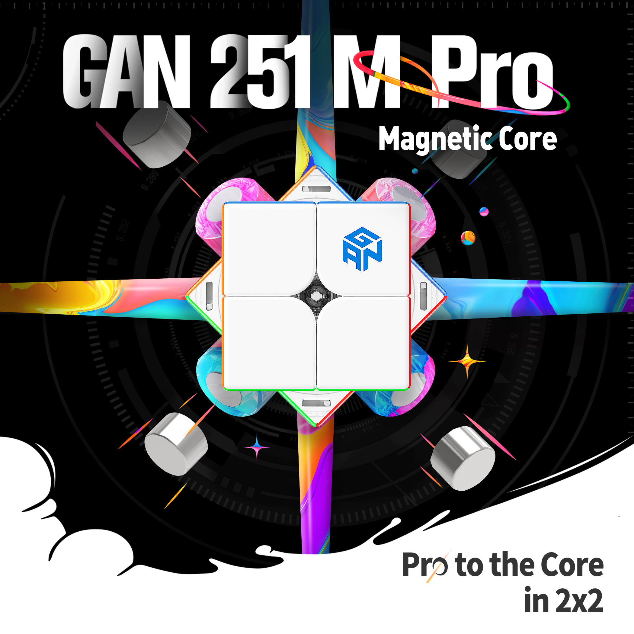 [Picube] GAN251 M Pro Air Leap 2x2 Magnetic Speed Cube Professional GANCUBE 251M 2x2x2 Mangetic Cubo Puzzles GAN251 Magic Cubo