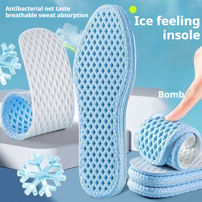 Plantillas de malla transpirables para zapatos de hombre, plantilla fresca de verano para pies, deportes para correr, suela de zapato con absorción de impacto, almohadillas para zapatos de espuma viscoelástica