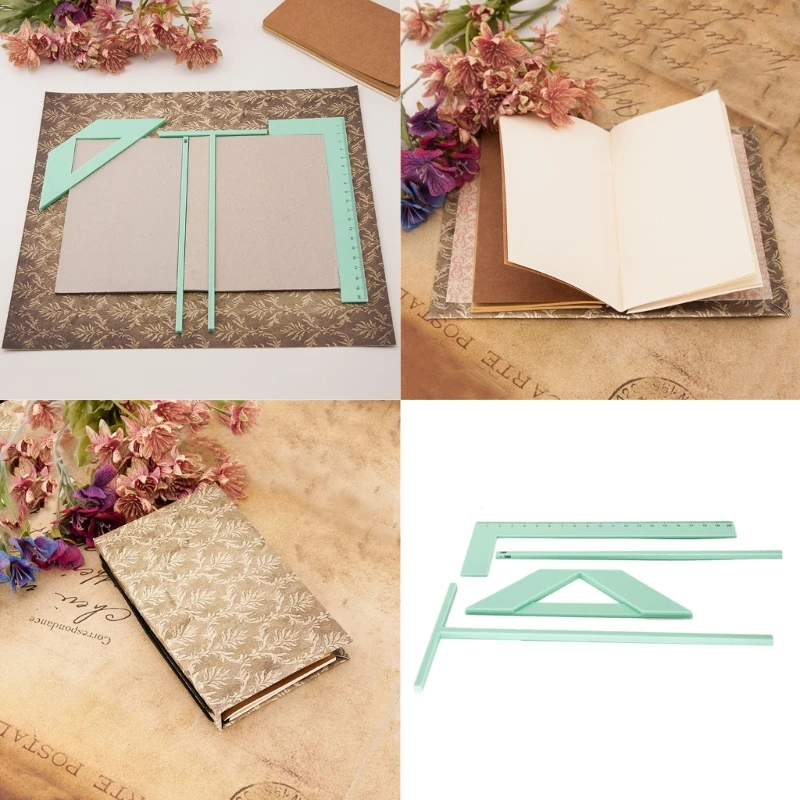 Buchbindelineal, L-förmiges Lineal, T-förmiges Lineal, Abstandsführung, Eckenschneide-Quadrat-Set für die Herstellung von