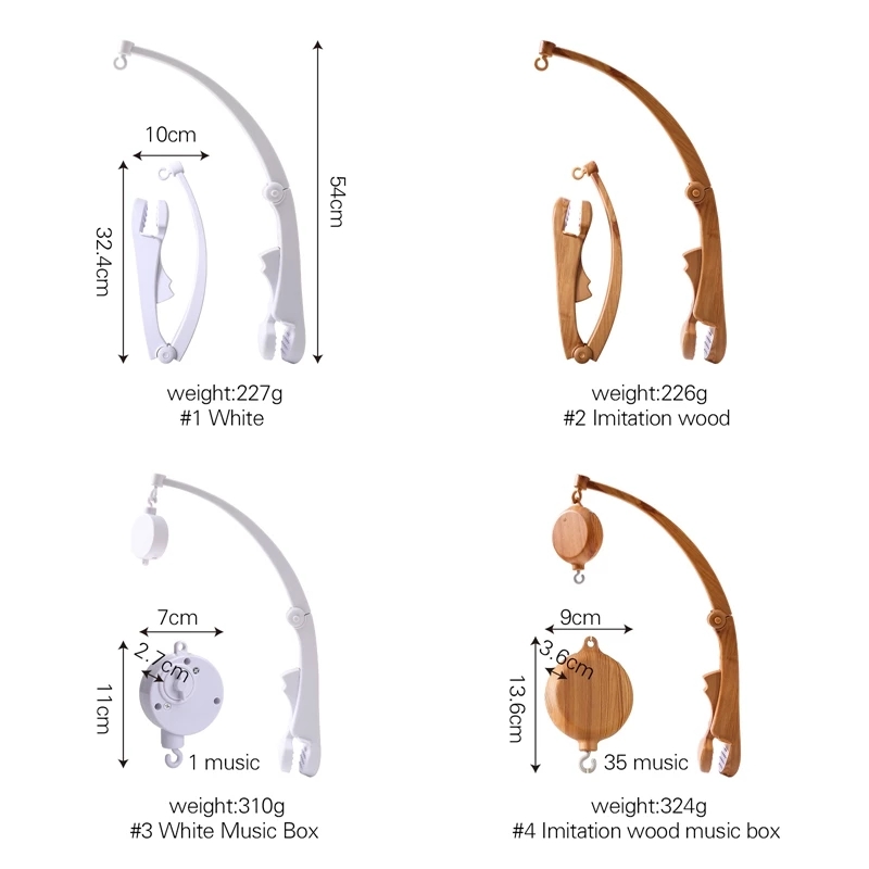 Cloche de lit pour bébé, support de boîte musicale, bras, jouet pliable, Imitation Grain de bois, décoration de lit pour bébé, jouets éducatifs