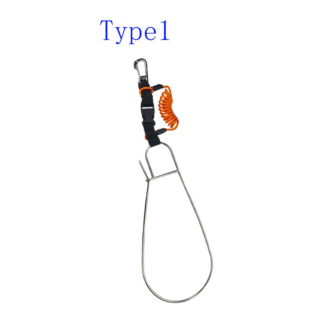 Super ปลาขนาดใหญ่ Stringer คลิปเหล็ก Core Lanyard Spearfishing เรือคายัคตกปลาดําน้ําปลาล็อคหัวเข็มขัด