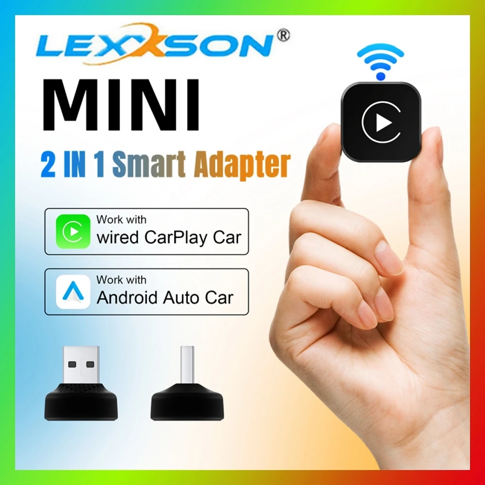 2 em 1 sem fio carplay dongle sem fio android adaptador automático ai caixa inteligente sistemas inteligentes do carro para carro com carplay com fio