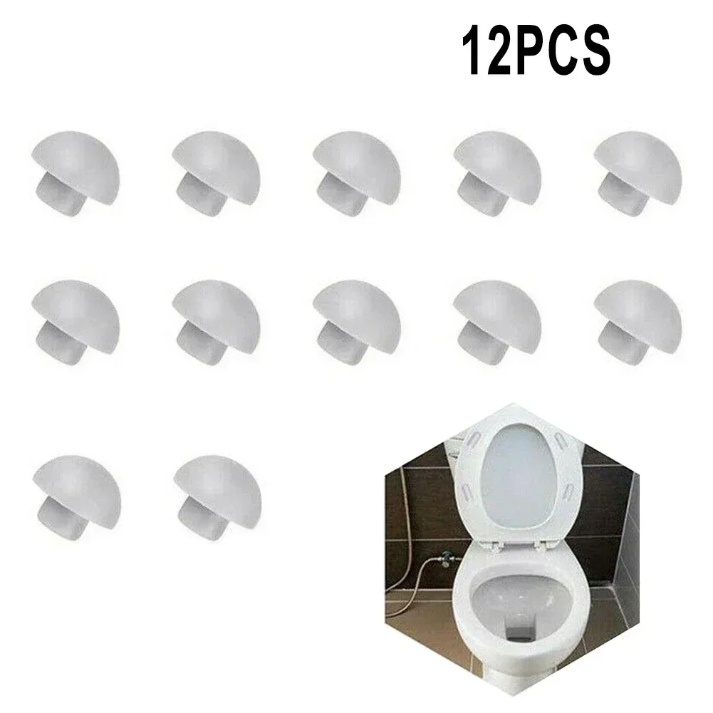12 Uds. Parachoques para asiento de inodoro, cubierta superior para asiento, tapón de cojín, juntas de accesorios de baño grises