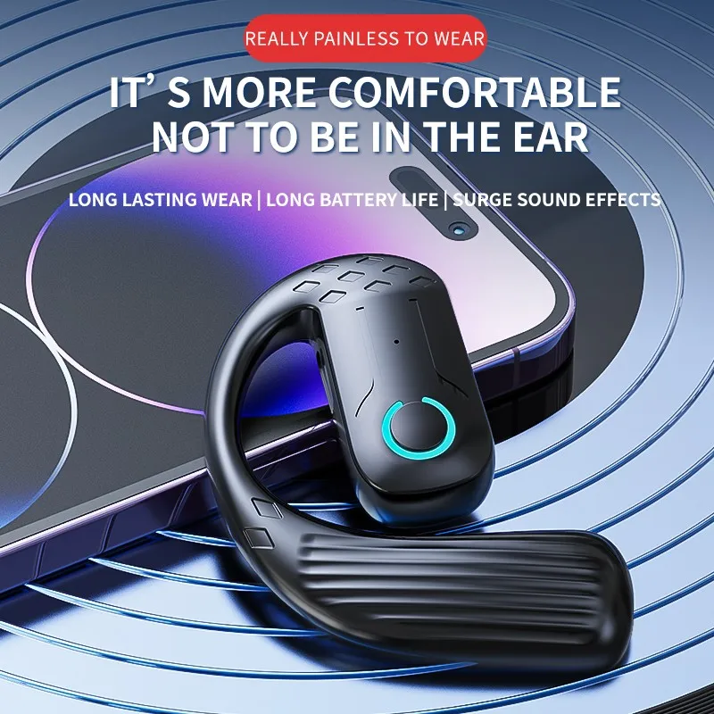 ชุดหูฟังไร้สาย Bluetooth 5.4 Open 180 °   การหมุนปรับหูซ้ายขวาหู Universal Ear-Hook หูฟังพร้อมไมโครโฟนธุรกิจกีฬา
