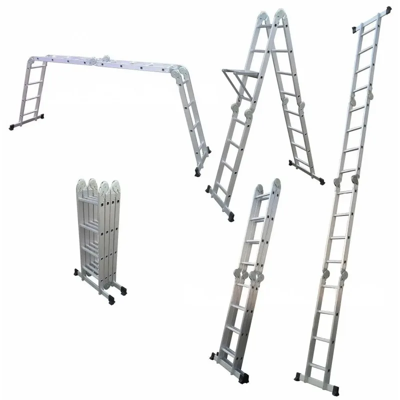 Scala a soppalco telescopica industriale in alluminio a 13 gradini Scale combinate pieghevoli per appartamenti all'aperto Capacità di carico 150 kg