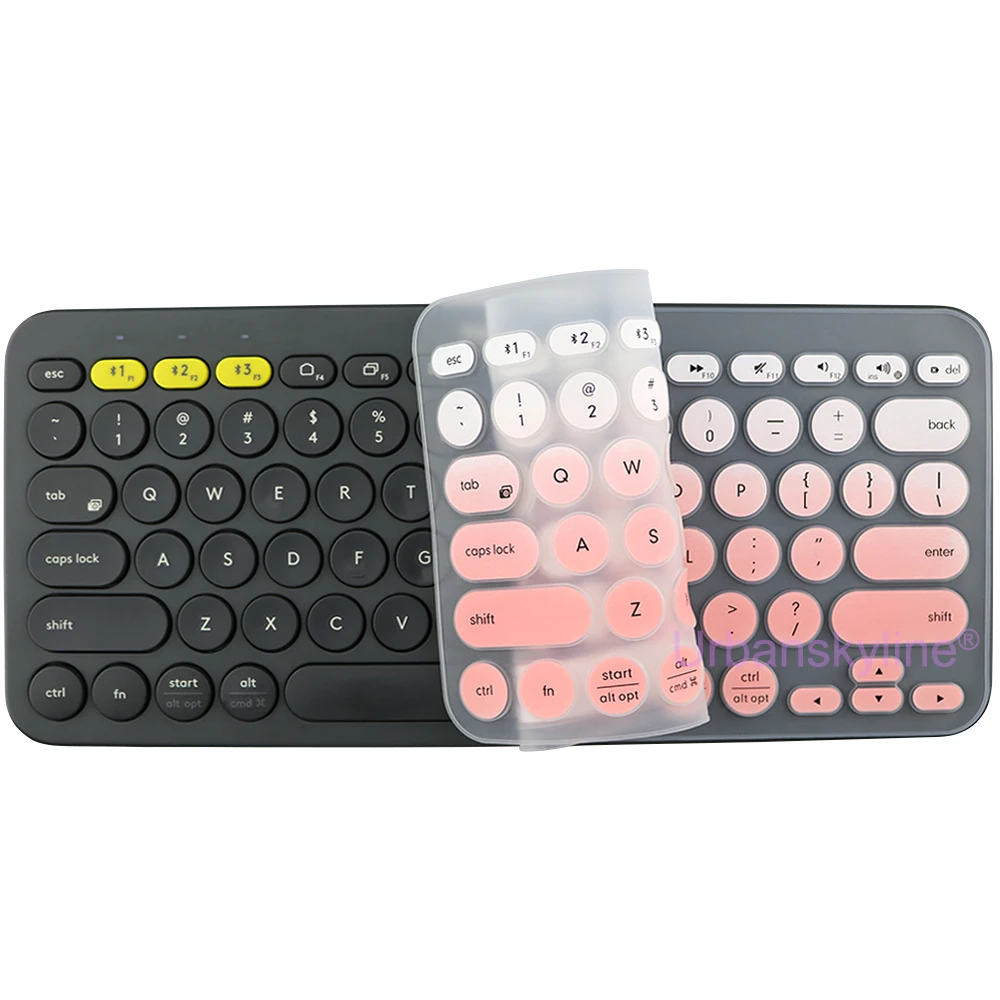 Funda de teclado K380 para Logitech K380 para Logi K380S Pebble Keys Protector de silicona funda de piel película inglés coreano negro claro