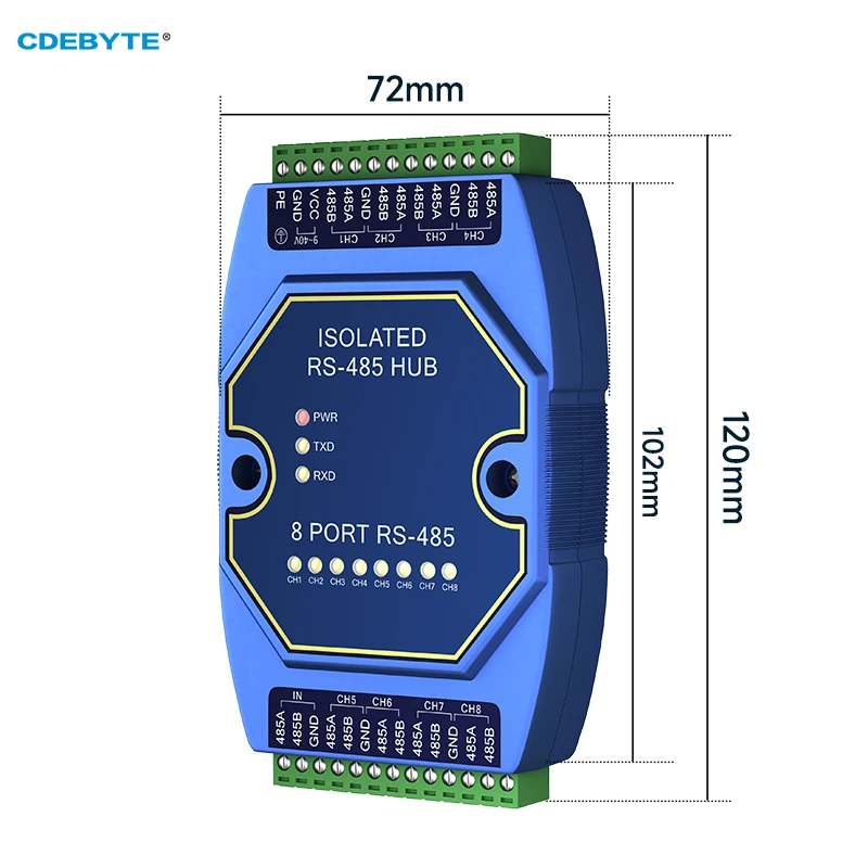 RS485-Hubs, fotoelektrische Isolierung, industriell, DC 8–28 V, CDEBYTE E810-R-Serie, ESD-Schutz, Strom- und Signalisolierung