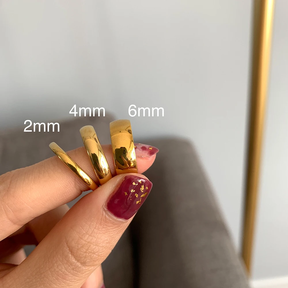 Hoen Ố Miễn Phí 2Mm 4Mm 6Mm Đồng Hồ Thép Không Gỉ Mạ Vàng 18K Màu Bạc Knuckle Nhẫn Cho Nữ tối Giản Viền Vàng Dành Cho Nữ