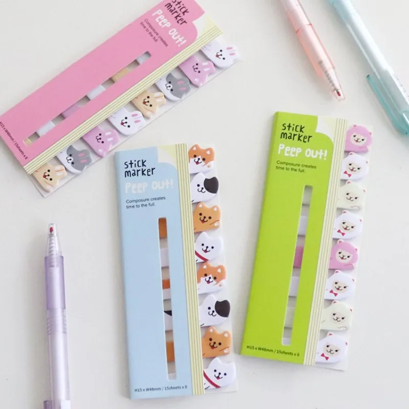 8 pezziLytwtw ‌ Segnalibro animale Kawaii Note adesive/Notepad/N-Sticky Notes Memo Pad, Cancelleria creativa