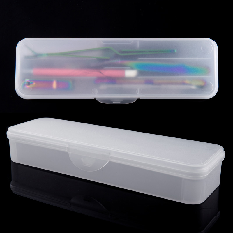 1Pc 長方形二層ネイルアートツール空の収納ボックスピンセットバリカンネイルブラシファイルポータブルプラスチック容器 22 センチメートル