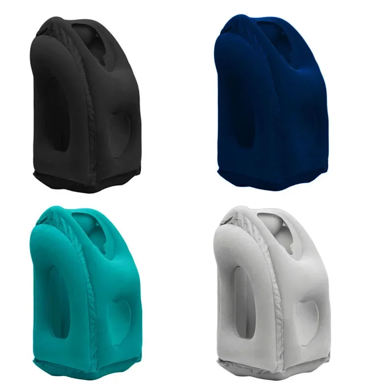 Almohada de viaje inflable de nuevo patrón, soporte portátil para la barbilla, almohada para el cuello para avión, coche, autobús, tren, oficina, almohada de soporte para descanso de siesta