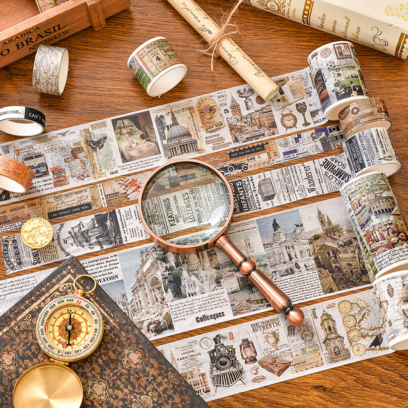 18Pcs 레트로 Washi 테이프 Scrapbooking 용품 Washi 테이프 세트 빈티지 Cinta Adhesiva Decorativa 저널링 재료 마스킹 테이프
