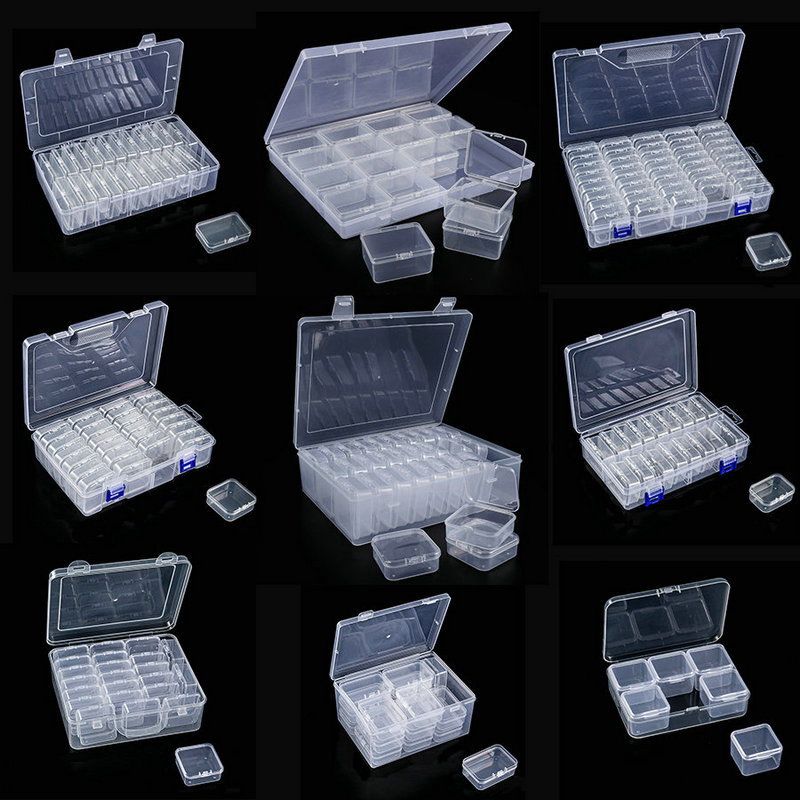 Пластиковая коробка-органайзер, маленькие чехлы-органайзеры для бусин, мини-прозрачный контейнер для хранения бусин с откидной крышкой для поставки ювелирных изделий своими руками