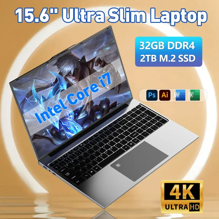 Computer portatile da gioco o da ufficio Intel Core I7-6500U 32GB Ram 2TB SSD Windows 11 notebook retroilluminato sblocco impronte digitali Wifi Computer PC