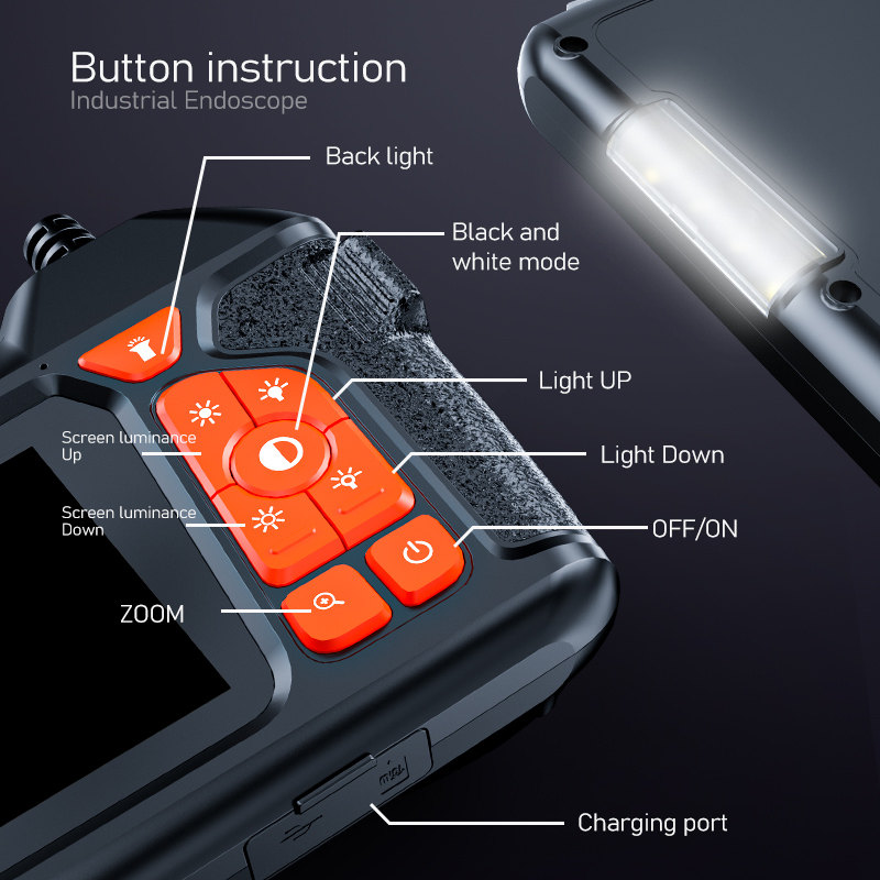 Ống Kính Kép Kiểm Tra Camera 5 "IPS LCD Camera Nội Soi 8Mm HD Borescope Cống Camera Với Đèn LED dành Cho Xe Hơi