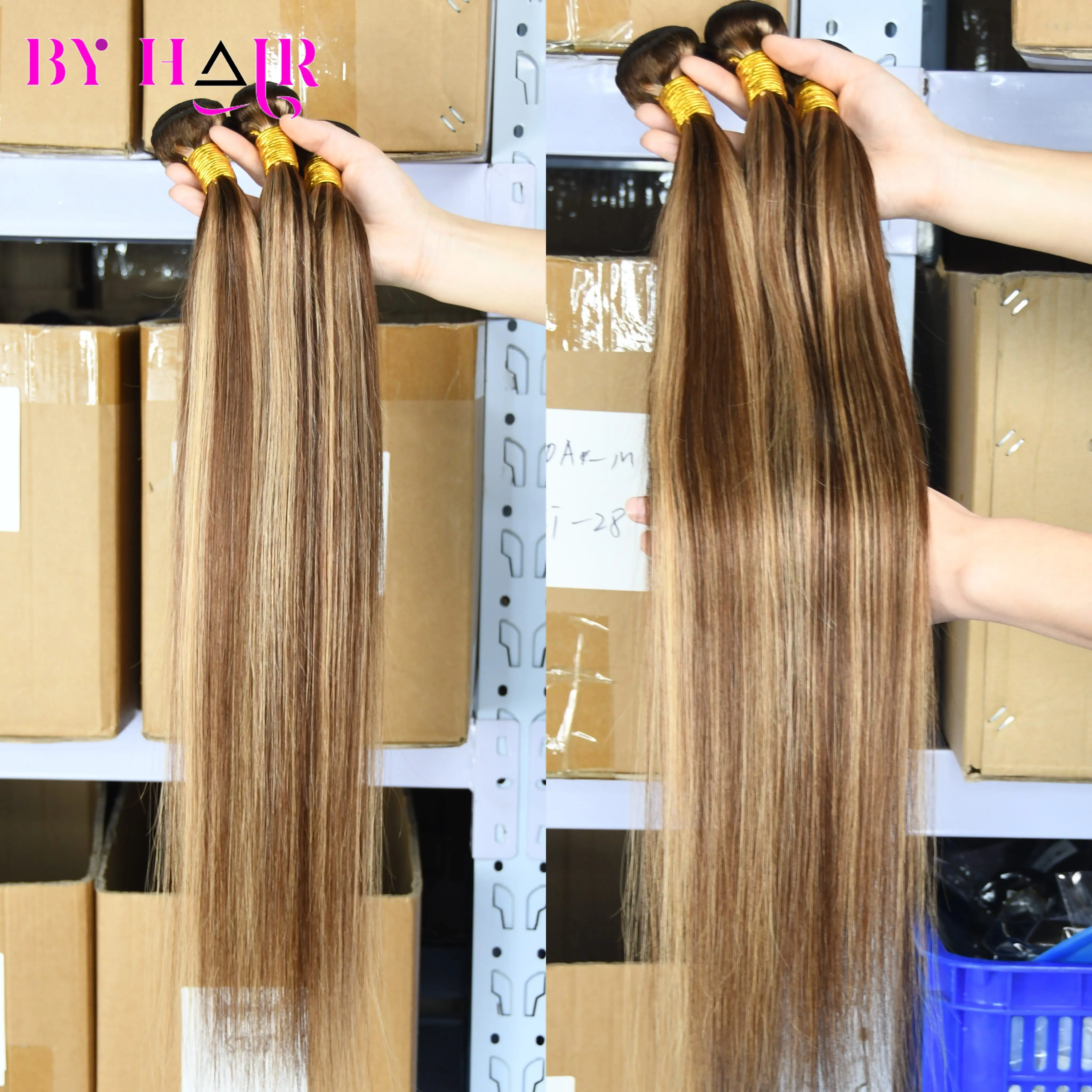 Highlightตรงผมมนุษย์ผู้หญิงสีน้ําตาลสีบลอนด์ผมรวมกลุ่มDealสีผมสานการรวมกลุ่มส่วนขยายP4/27