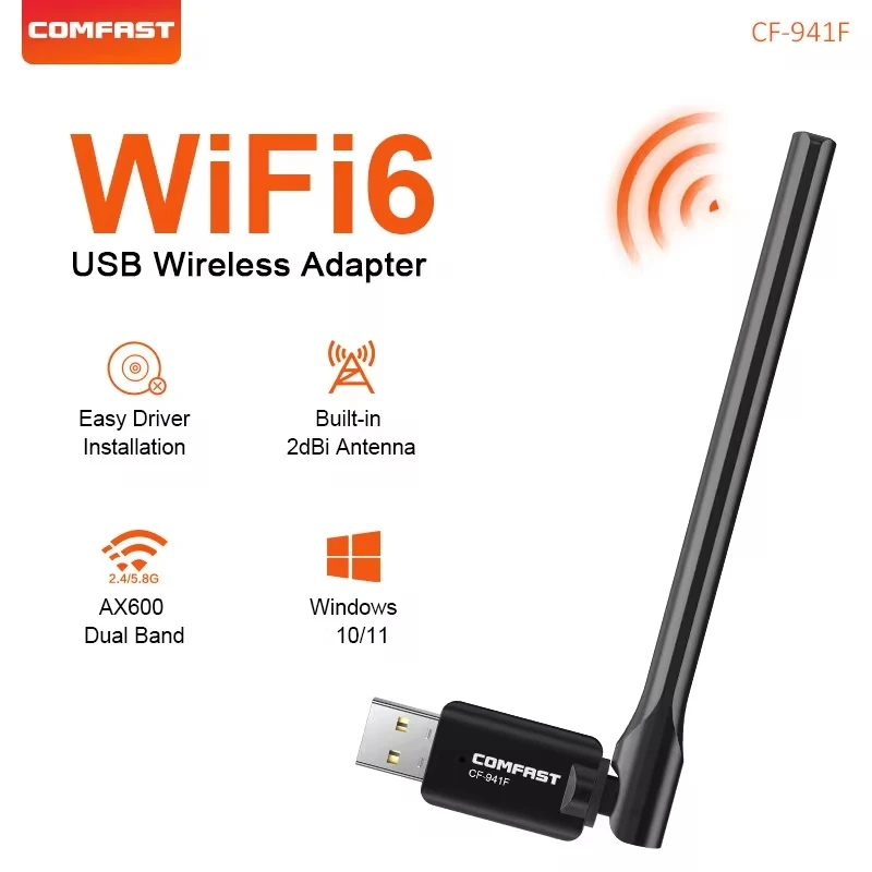 COMFAST 1300 Мбит/с USB Wi-Fi адаптер 2,4G/5,8 ГГц сетевая карта USB3.0/2.0 WIFI Dongle приемник для ПК Win10/11