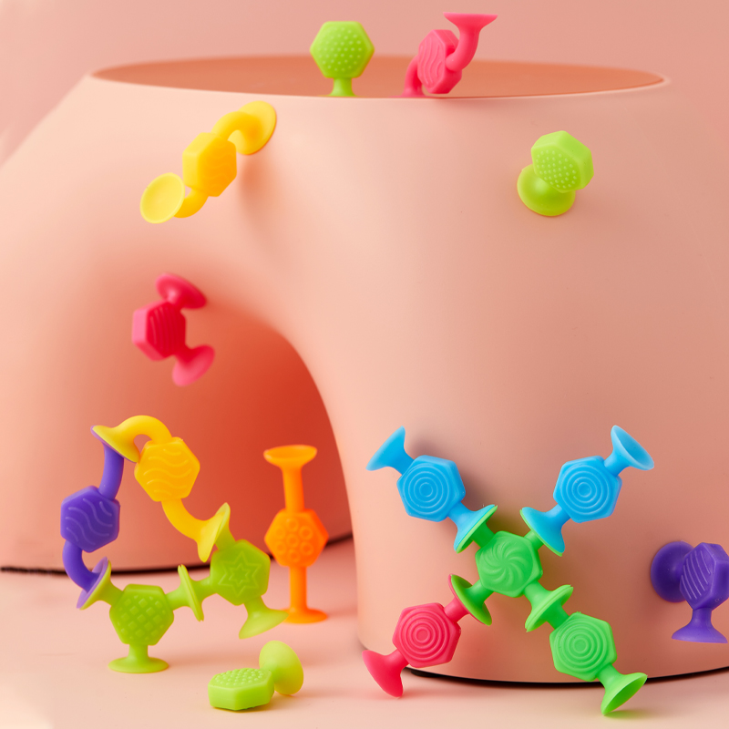 25 unids/set juguetes de construcción con ventosa texturizada para niños, juguetes con ventosas de construcción apilables para sala de juegos, baño y viajes