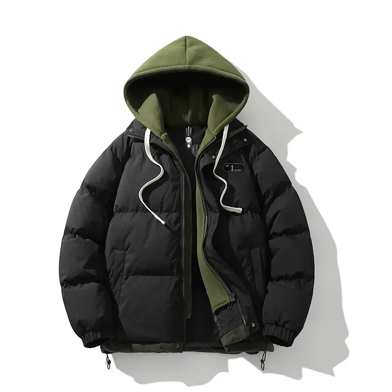 Chaqueta cálida informal 2 en 1 con capucha a prueba de viento para bicicleta, abrigo de algodón para pareja sencilla, cortavientos para exteriores, otoño e invierno, 2024