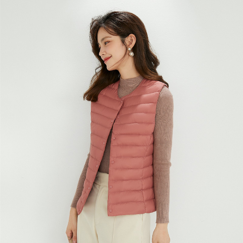 ストリートファッション女性ノースリーブベスト 90% ホワイトダックダウン女性スリム暖かいインナー超軽量パッカブルダウンライナージャケット