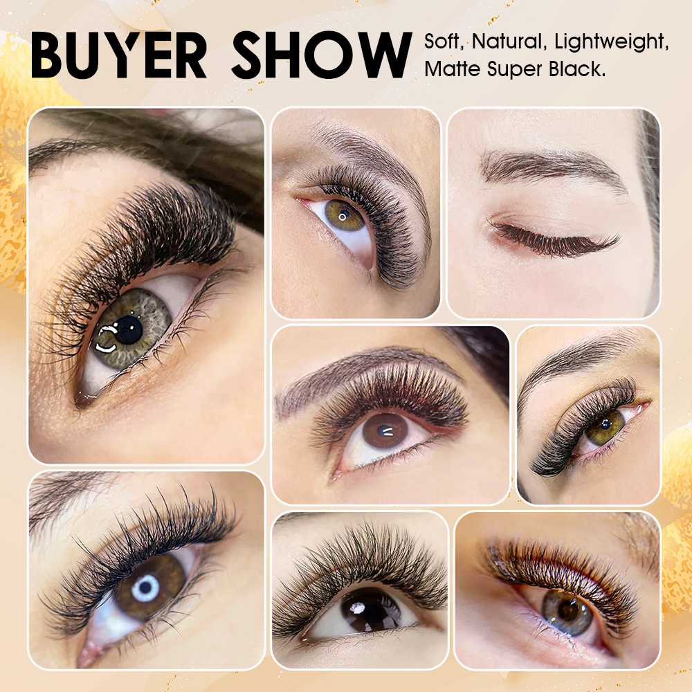 MASSCAKU W Shape Bloom 6D/7D/8D C/D Curl 0.07mm Automatic Flowering Premade Volume Fans Eyelash Extensions Natural Soft