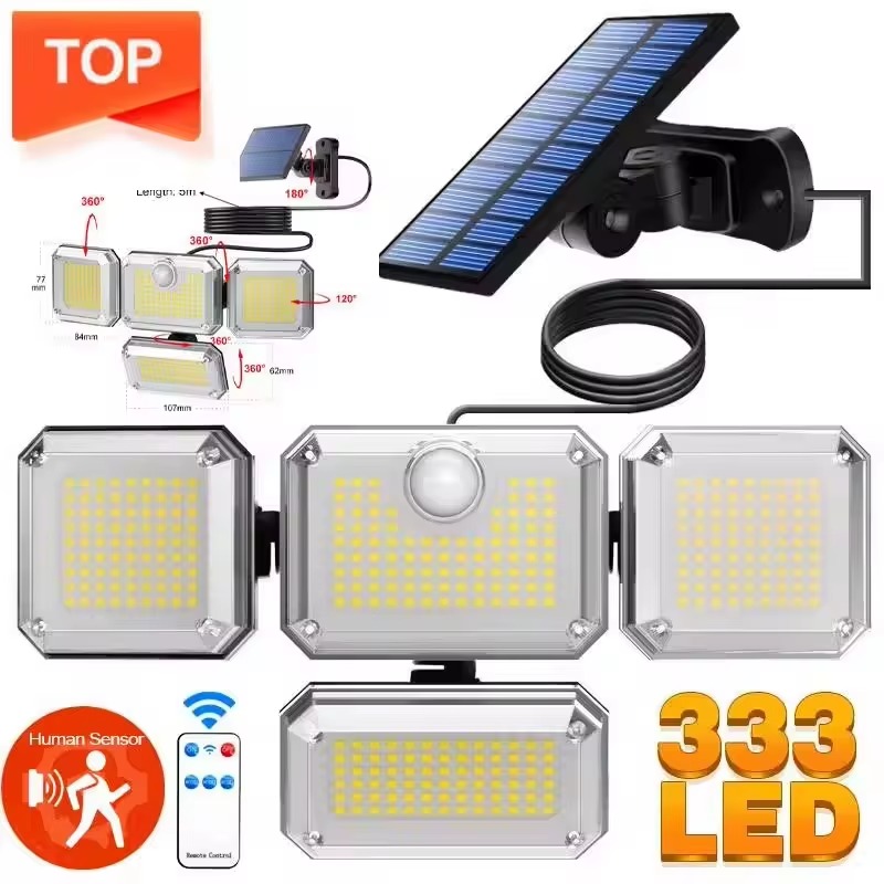 122/333LED lumières solaires capteur de mouvement extérieur Induction humaine 3 Modes IP65 étanche énergie solaire Garage cour couloir applique murale