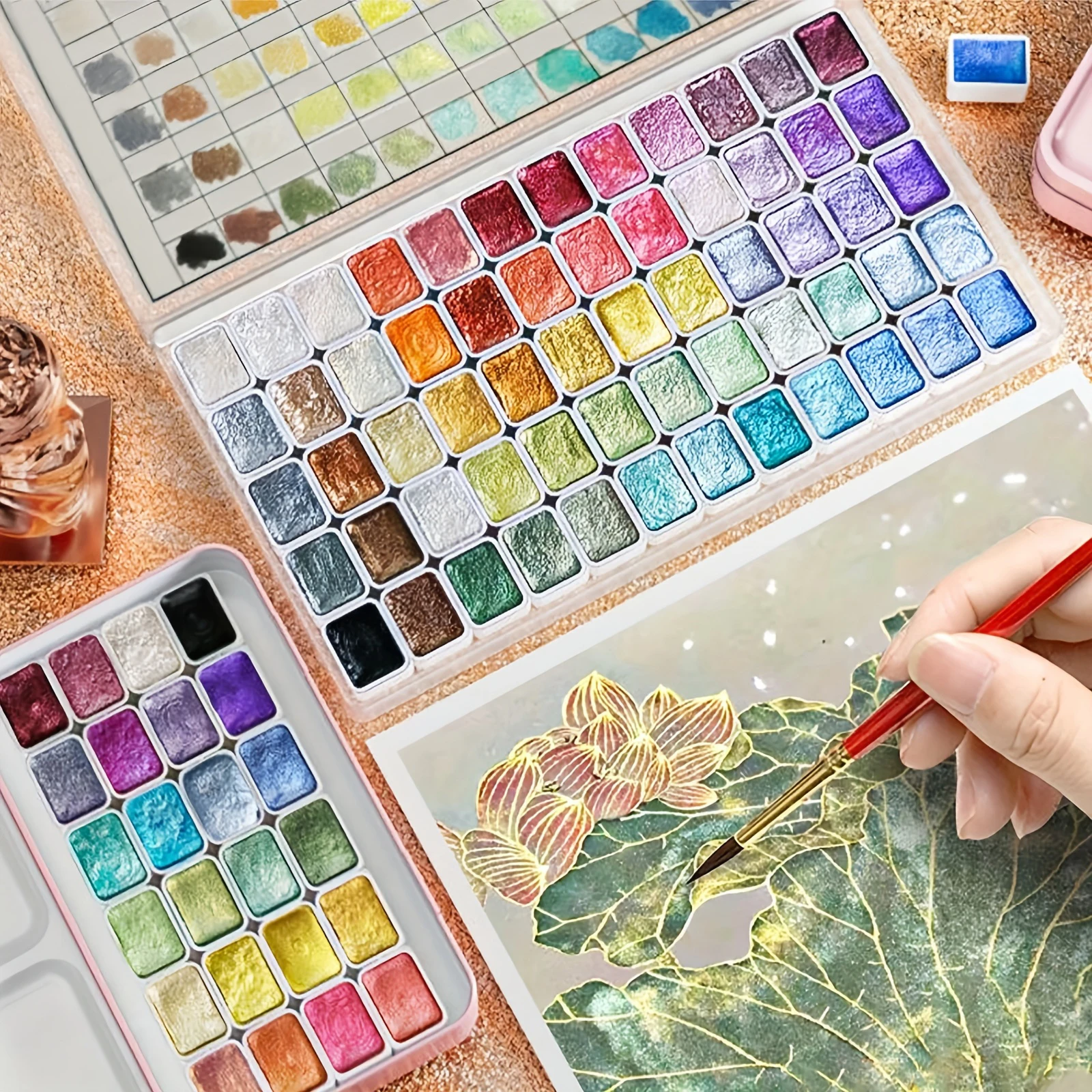 20/60/96 Glitzer-Aquarellfarbe, Mini-Forstwirtschaft, verschiebbares Aquarell-Malset, farbverschiebendes Aquarell-Farbset