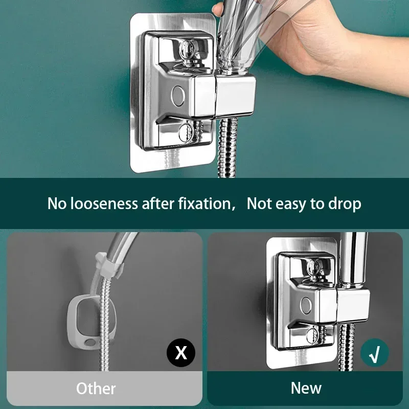 Soporte para cabezal de ducha ABS, estante de ducha montado en la pared, soporte de mano giratorio ajustable autoadhesivo, accesorios de baño