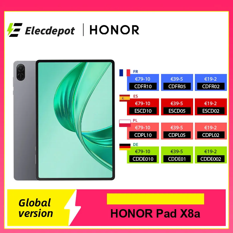 Globale Version HONOR Pad X8a 11 Zoll hohe Bildwiederholfrequenz Augenkomfort 8300mAh Akku Großer Umfang Quad-Lautsprecher Sprachverstärkung