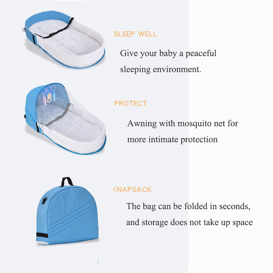 Cama de bebé portátil para recién nacidos, nido de bebé con mosquitera de protección, Moisés plegable para Babynest, cesta para dormir infantil