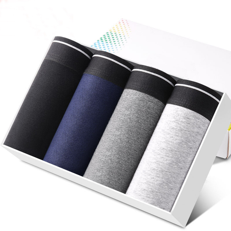 Men's Sexy Roupa Interior de Algodão, Boxers Respirável, Boxershorts Sólido, Cuecas Masculinas, Calcinhas Marca, 4pcs